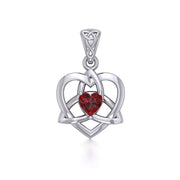 The Small Celtic Trinity Heart Sterling Silver Pendant with Gemstone TPD5913