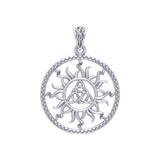 The Sun and Celtic Triquetra Silver Pendant TPD5928 - Jewelry