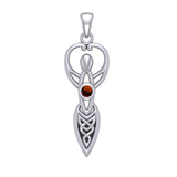 Celtic Goddess with Birthstone Silver Pendant TPD5959 - Jewelry