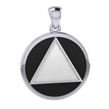 Large AA Symbol Silver Pendant with Stone TPD6008 - Jewelry