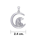 Celtic Spirit of The Arctic Polar Bear on The Moon Silver Pendant TPD6015 - Jewelry