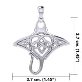 Manta Ray with Celtic Heart in the center Silver Pendant TPD6059 - Jewelry