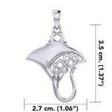 Manta Ray With Double Hearts Silver Pendant TPD6071 - Jewelry