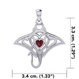 Manta ray with Triple Heart Silver Pendant With Gemstone in the Center TPD6072 - Jewelry