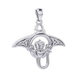 The Celtic Manta Ray Silver Pendant with Claddagh Symbol TPD6074 - Jewelry