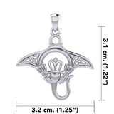 The Celtic Manta Ray Silver Pendant with Claddagh Symbol TPD6074 - Jewelry