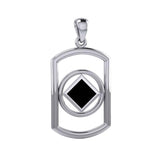 Rectangle Silver Pendant with Inlay Stone in NA Symbol Shape TPD6165 - Jewelry