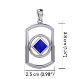 Rectangle Silver Pendant with Inlay Stone in NA Symbol Shape TPD6165 - Jewelry