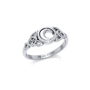 Celtic Crescent Moon Sterling Silver Ring TR1746