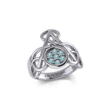 Celtic Triangle Knotwork Silver Ring with Gemstones TRI1950 - Jewelry