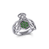 Celtic Triangle Knotwork Silver Ring with Gemstones TRI1950 - Jewelry