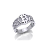 Celtic Bitcoin Sterling Silver Ring TRI2281 - Jewelry