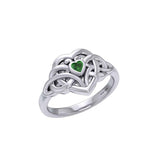 Celtic Knotwork Heart Ring With Heart Gemstone TRI2362 - Jewelry