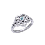 Celtic Knotwork Heart Ring With Heart Gemstone TRI2362 - Jewelry