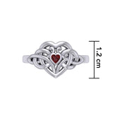 Celtic Knotwork Heart Ring With Heart Gemstone TRI2362 - Jewelry