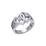 Celtic Double Heart And Trinity With Gemstone Ring TRI2392 - Jewelry