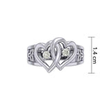 Celtic Double Heart And Trinity With Gemstone Ring TRI2392 - Jewelry