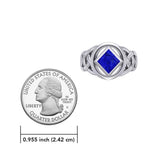 The Large Celtic Silver Ring with the NA Recovery Symbol Inlay Stone TRI2439 - Jewelry