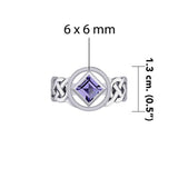 The Small Celtic Silver Ring with the NA Recovery Symbol Inlay Stone TRI2440 - Jewelry