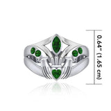 Irish Claddagh Silver Ring with Gemstones TRI274 - Jewelry