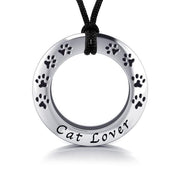 Cat Lover Sterling Silver Pendant and Nylon Cord Set TSE261