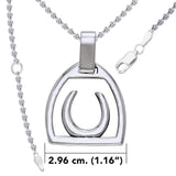 Horseshoe Stirrup Silver Pendant with Chain Set TSE966 - Jewelry