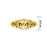 Celtic Trinity Knot Gold Vermeil Plate on Silver Ring VRI1275 - Jewelry