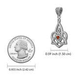 Celtic Motherhood Triquetra or Trinity Heart 14K White Gold Pendant With Gem WPD5784 - Jewelry