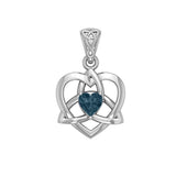 The Small Celtic Trinity Heart 14K White Gold Pendant with Gemstone WPD5913 - Jewelry