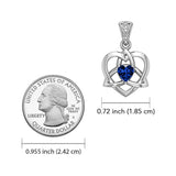 The Small Celtic Trinity Heart 14K White Gold Pendant with Gemstone WPD5913 - Jewelry