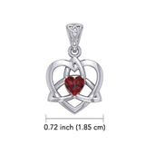 The Small Celtic Trinity Heart 14K White Gold Pendant with Gemstone WPD5913 - Jewelry