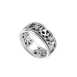 Uncovering the Natural Sense of Masonry in 14K White Gold Spinner Ring WRI1616 - Jewelry