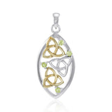 Triple Trinity Knot Silver and 14K Gold Accent with Gemstone Pendant MPD4815 - Jewelry