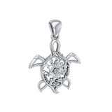 The elegant charm of the ocean ~ Sterling Silver Sea Turtle Filigree Pendant Jewelry TPD5138 - Jewelry