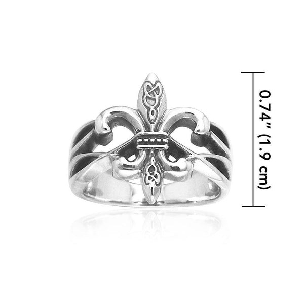 Celtic Fleur De Lis Silver Ring TRI203 – Peter Stone Jewelry